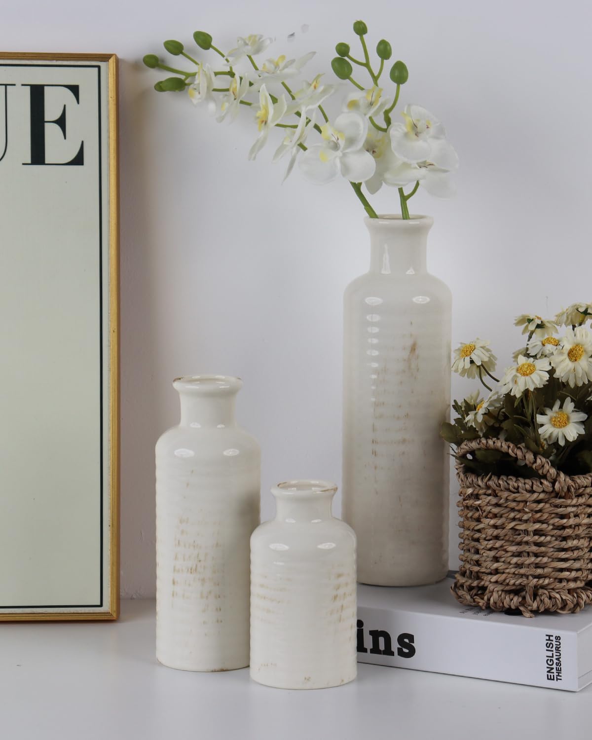 CheeryStow White Ceramic Vase Set of 3
