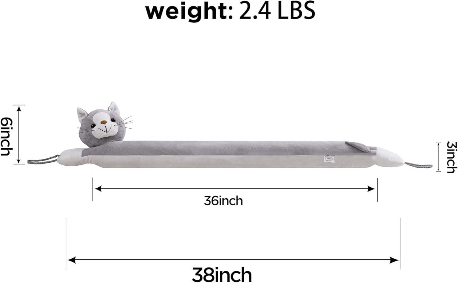 Sunolga 38 Inches Weighted Door Draft Stopper Gray Cat Shape