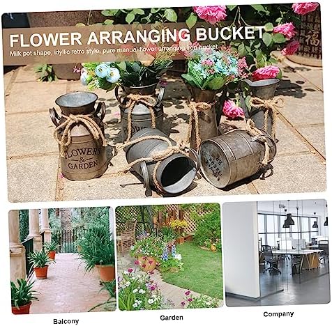 3pcs Retro Iron Flower Bucket Vase Set