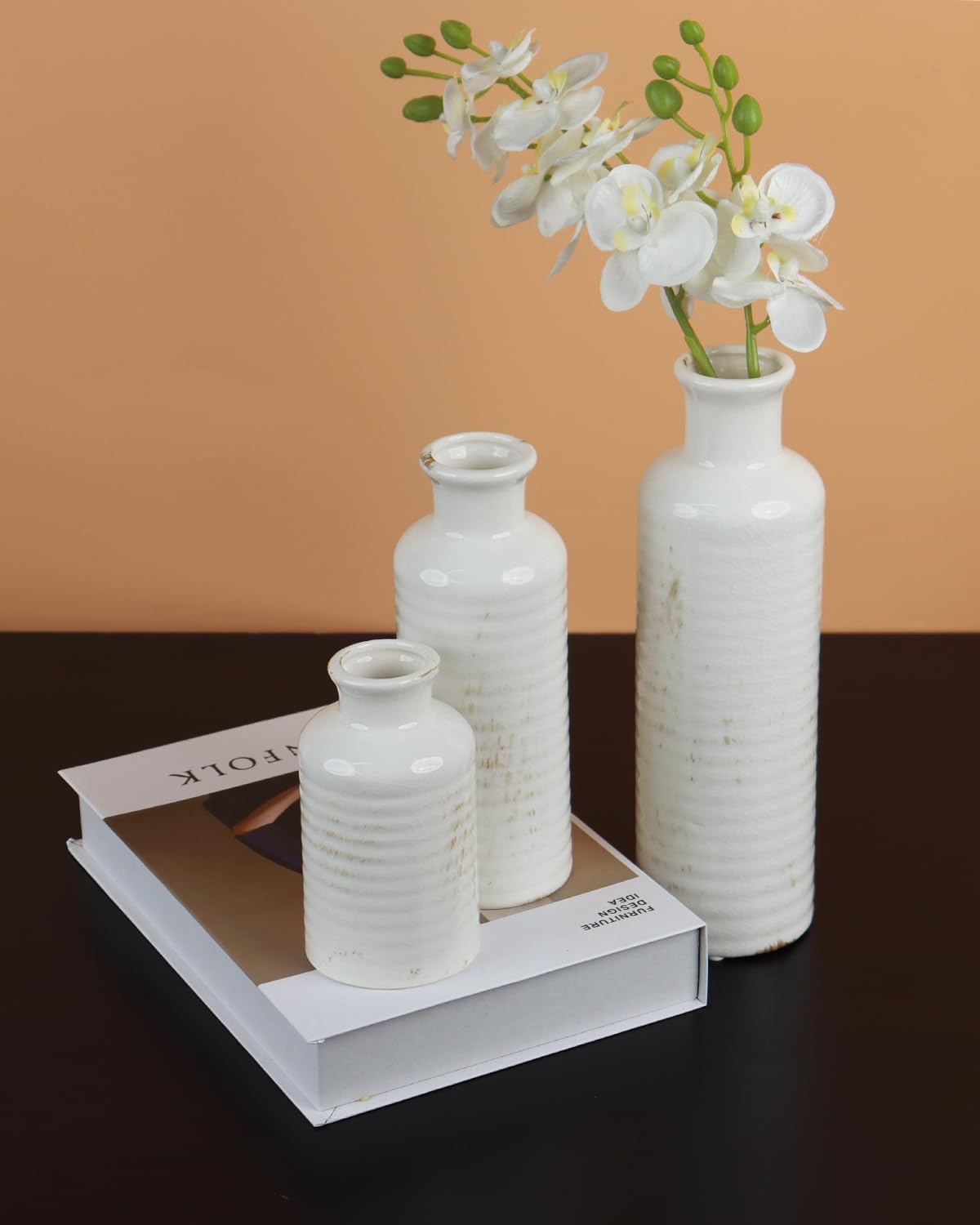 CheeryStow White Ceramic Vase Set of 3