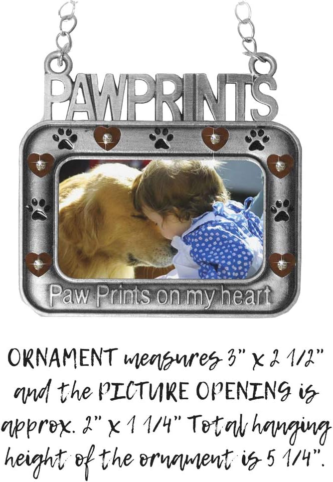 Pet Memorial Ornament with Paw Prints and Photo Frame