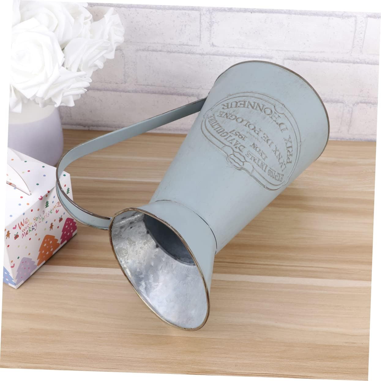 Rustic Metal Pitcher Vase for Home Decor