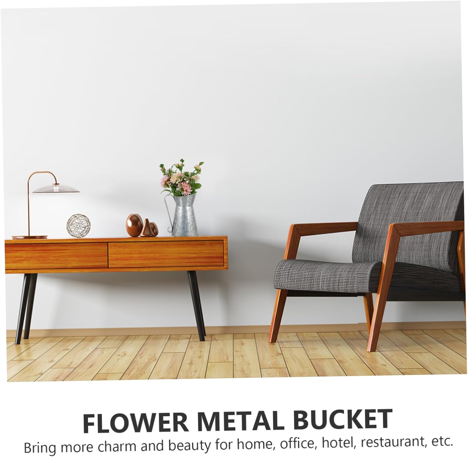 Rustic Iron Flower Vase Vintage Decor Bucket for Home Farmhouse Style Pot