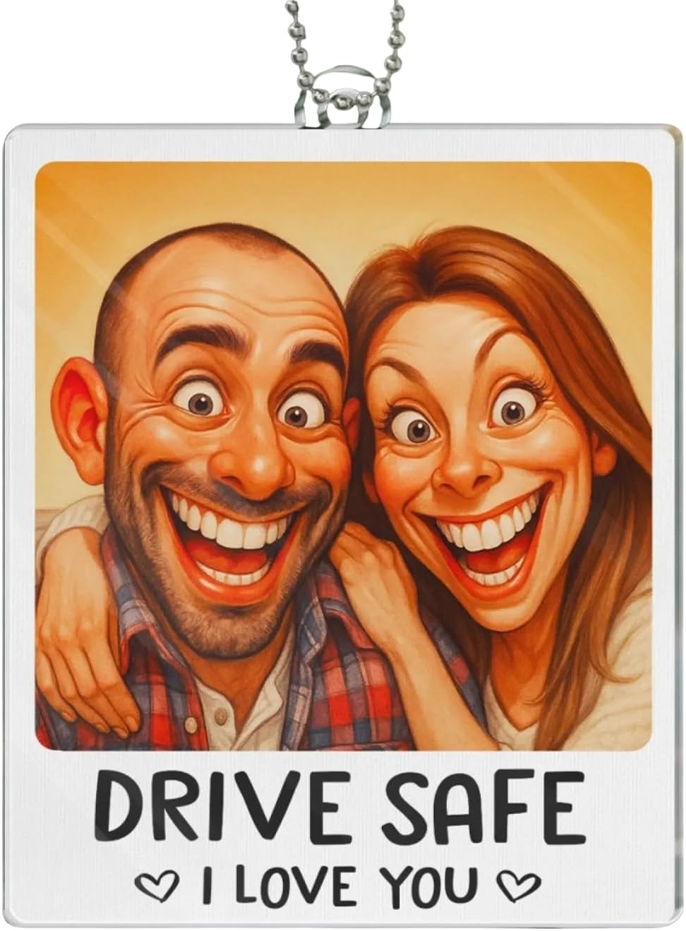 Drive Safe I Love You Custom Photo Caricature Acrylic Car Ornament