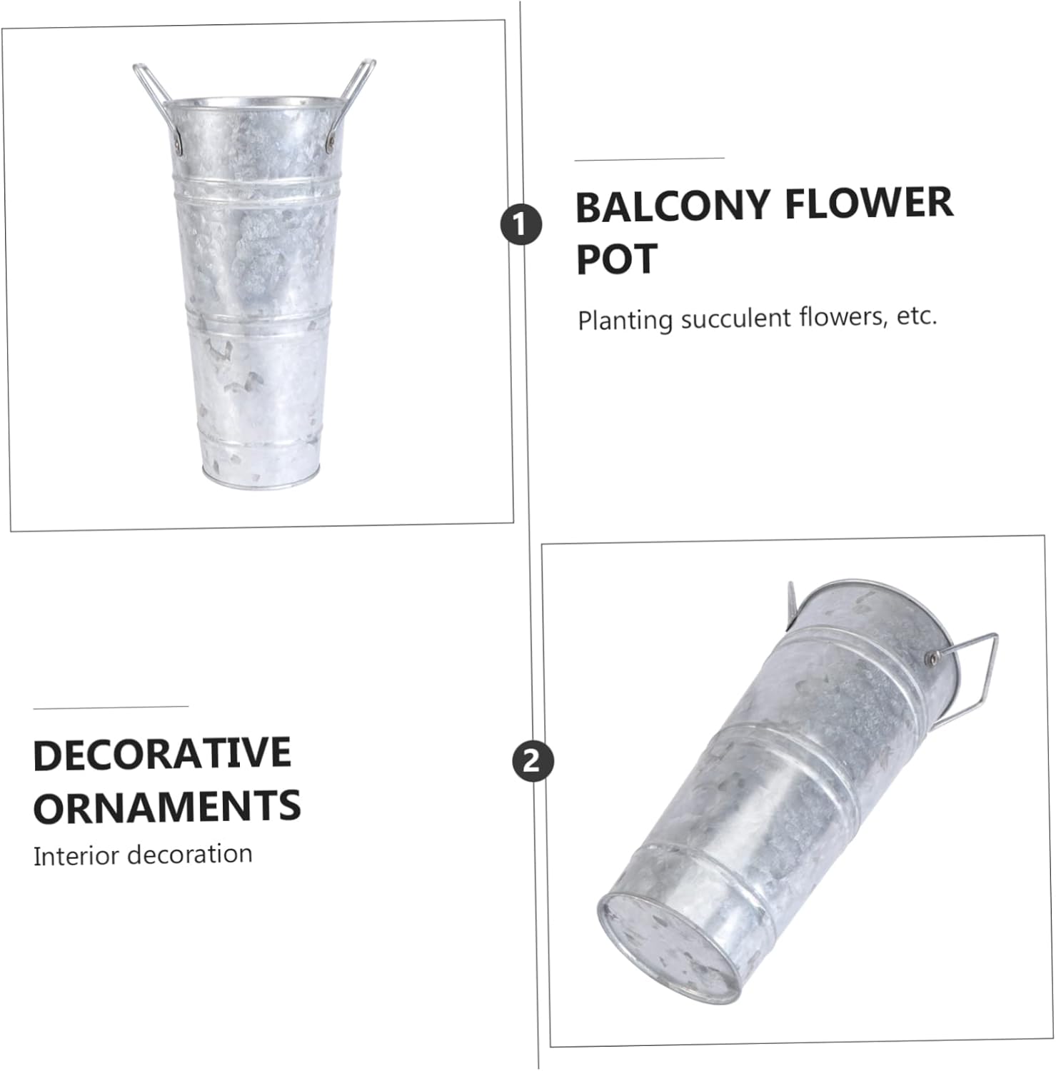 DECHOUS 2 Pcs Vintage Iron Flower Bucket Decor Vase