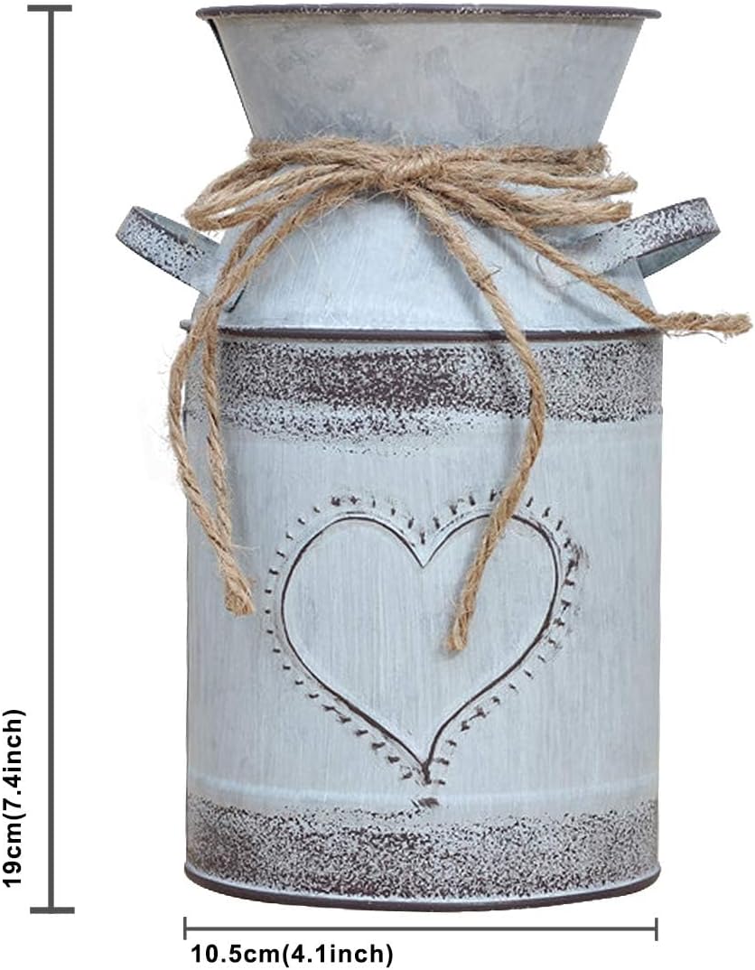 Soyizom Rustic Galvanized Milk Jug Vase