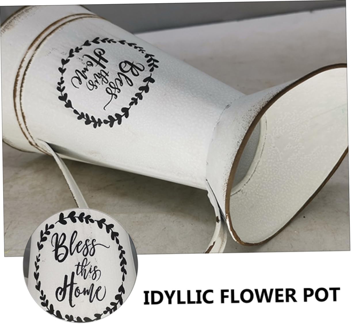 STOBAZA Rustic Vintage White Flowerpot Vase for Home Decor