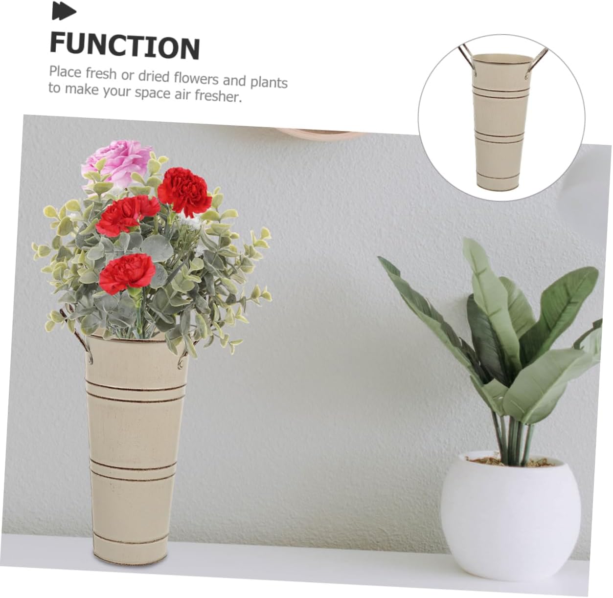 STOBAZA Iron Flower Bucket Vintage Decorative Vase