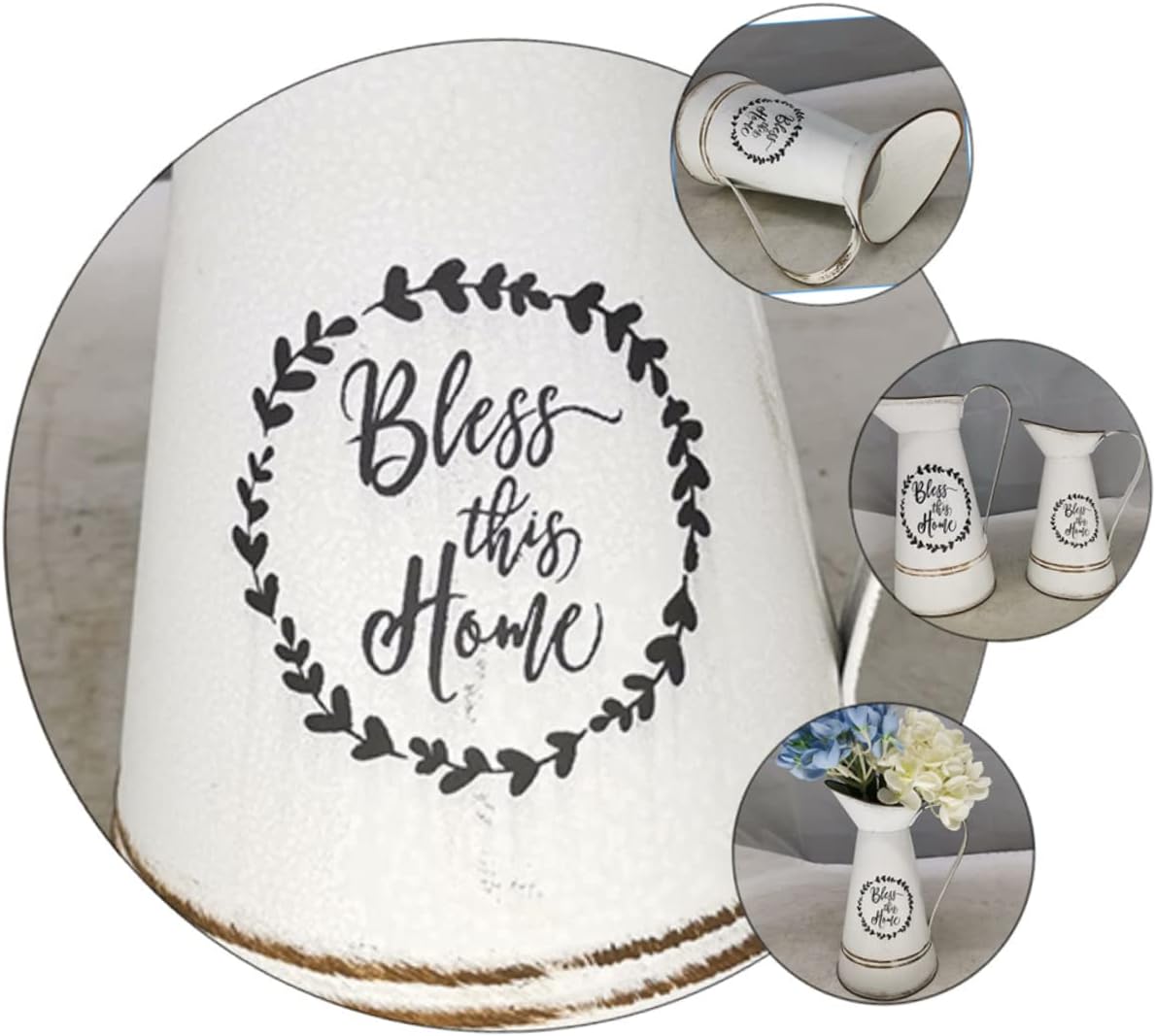 Creative Country Style Vintage White Floral Vase for Home Decor