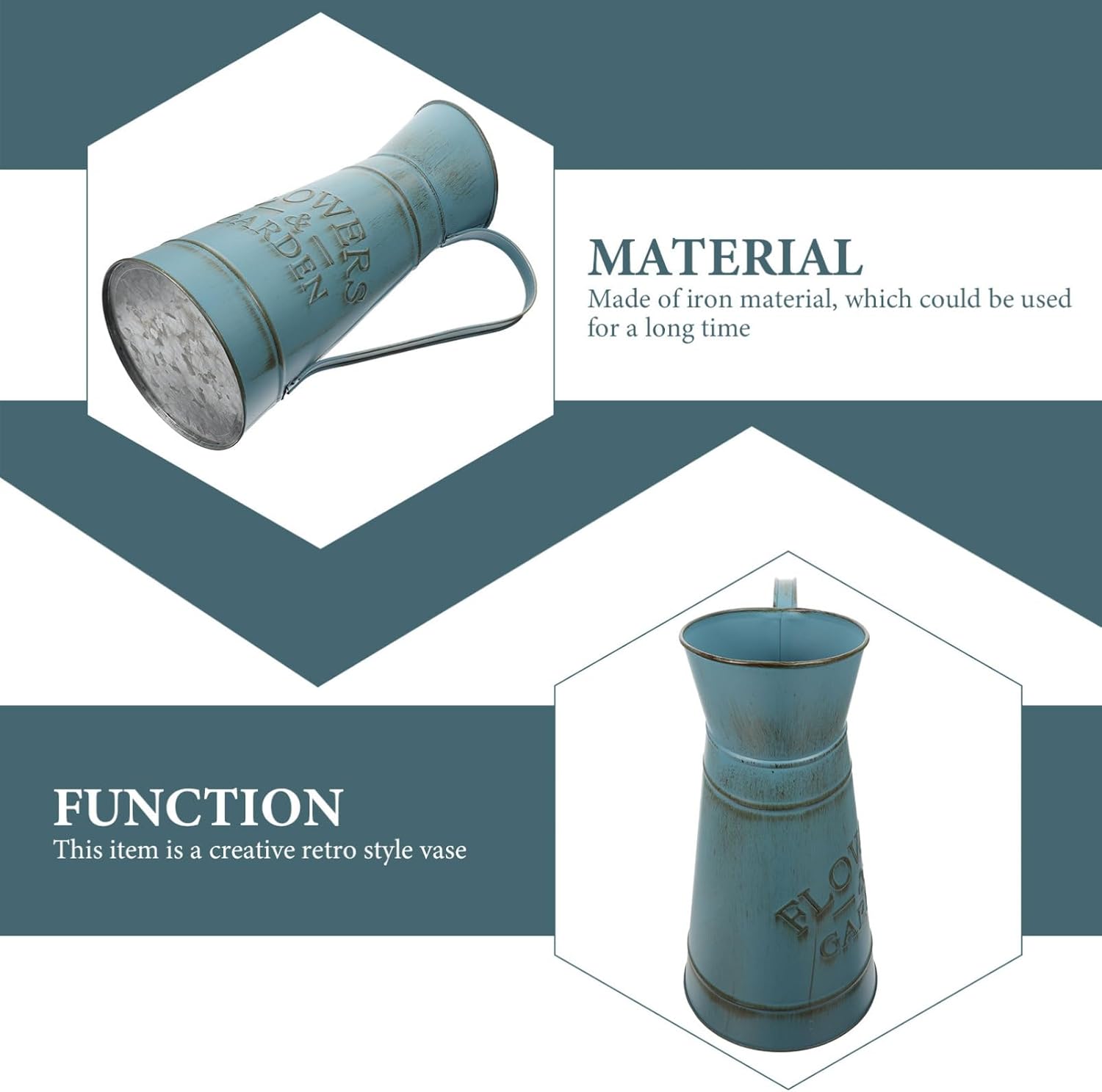 Creative Blue Iron Pot Flower Vase for Home Decor