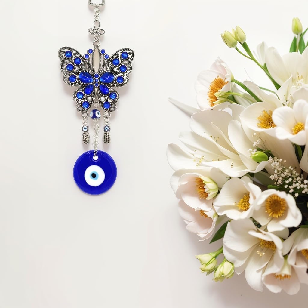 Betterdecor Turkish Blue Evil Eye Butterfly Amulet Hanging Decoration