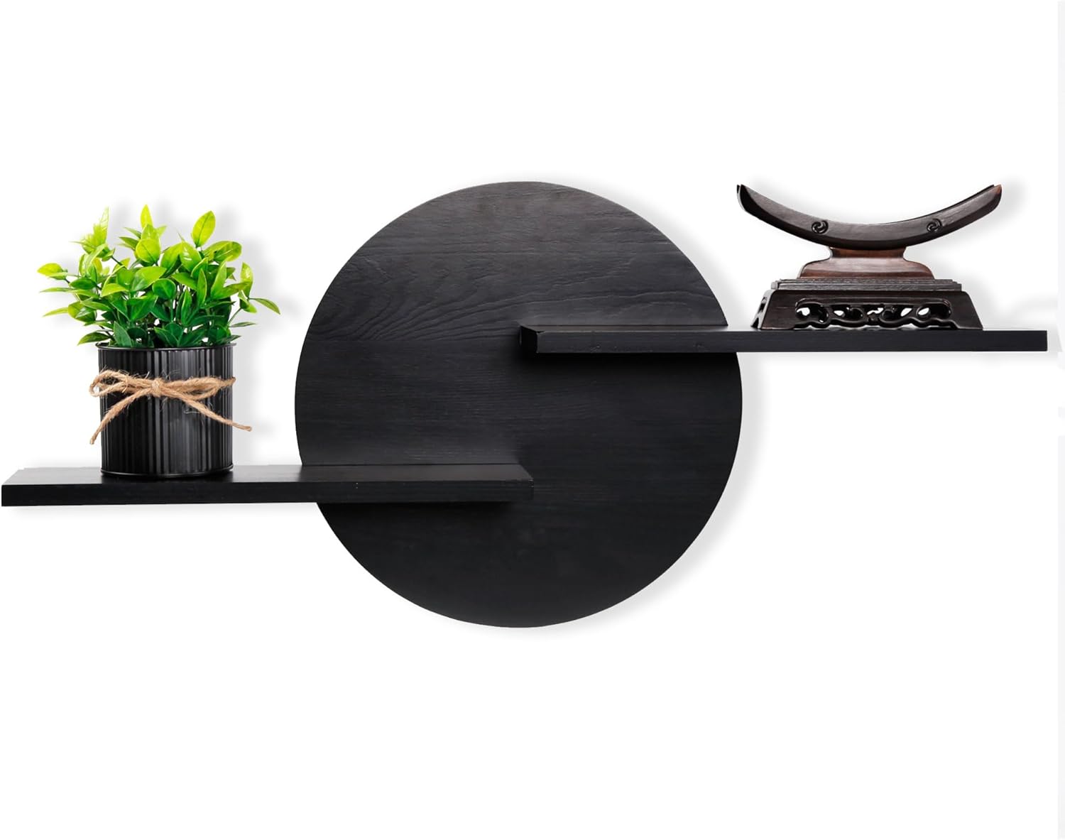 Black Circle Floating Wall Shelf for Home Decor