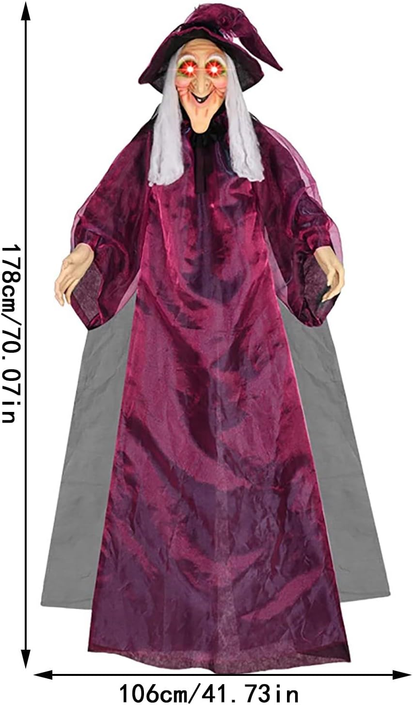 Giant 70 Inch Hanging Witch Halloween Decor with Lights and Sound