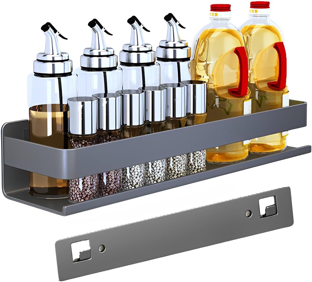 Stainless Steel Detachable Wall Mounted Floating Shelf Set of 1 Gray