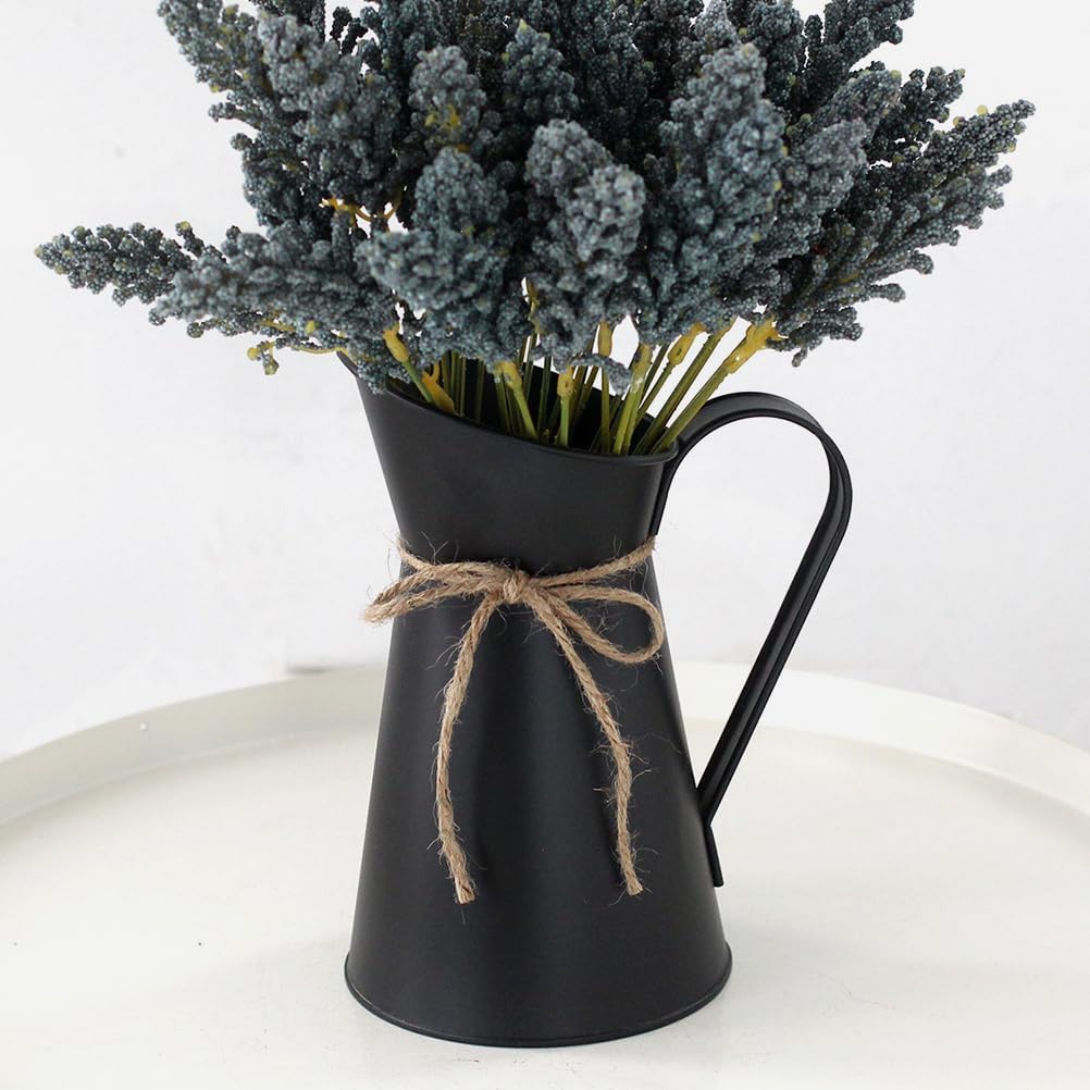 VOSAREA Vintage French Pitcher Vase 76 Inch Metal Bucket with Handle for Dried Flowers