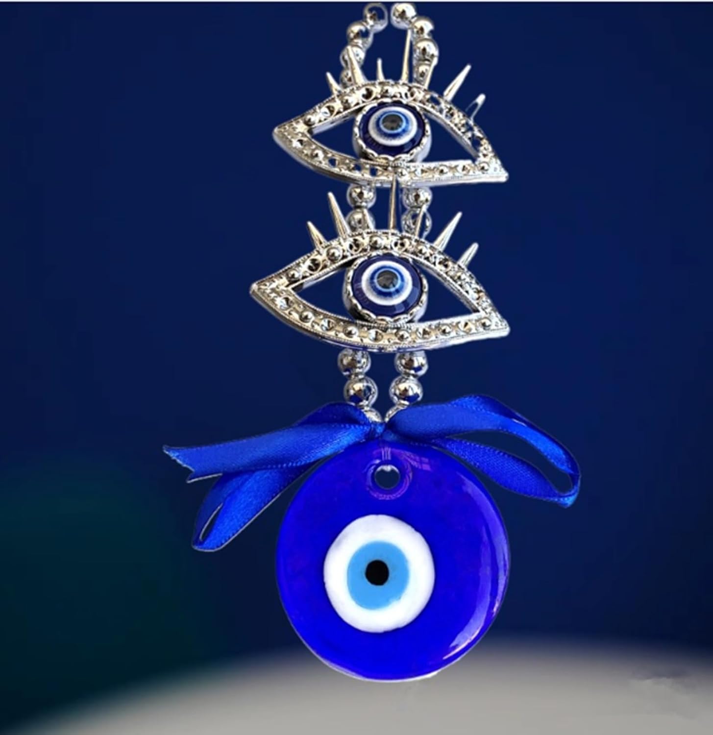 Blue Evil Eye with Double Eyes Design Hanging Ornament