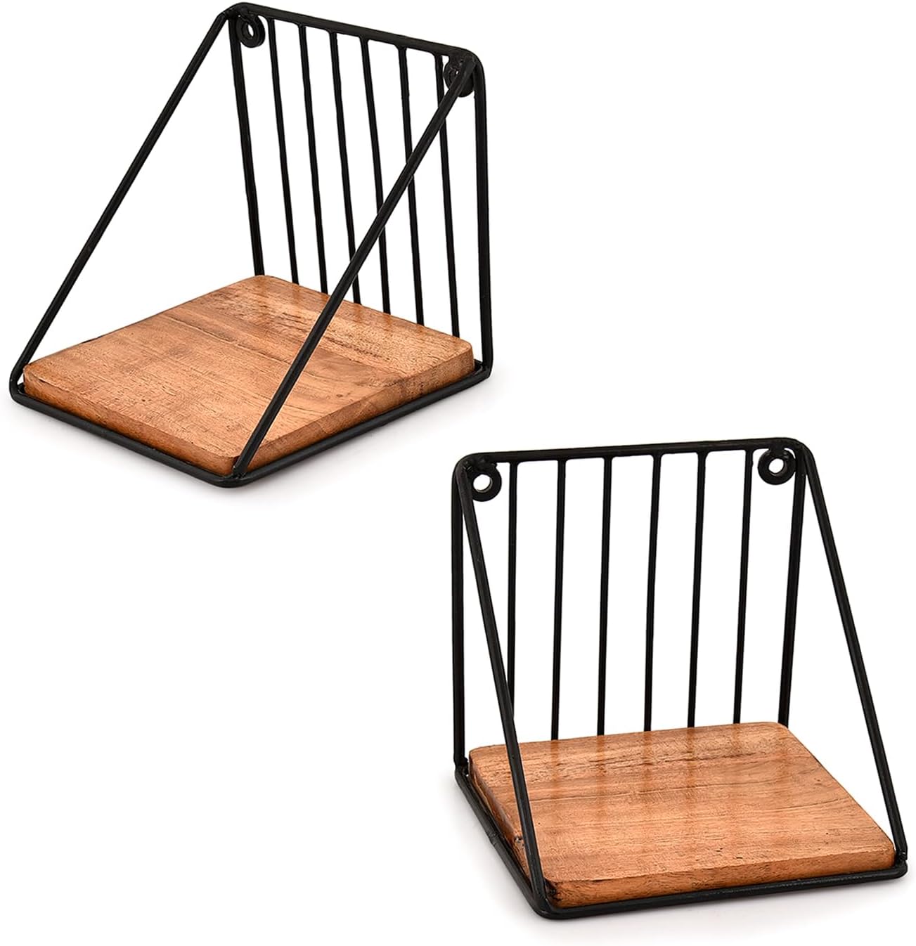 Mahasu Floating Shelf Iron Acacia Wood Wall Mounted Storage Shelves Set of 2 5x5x5