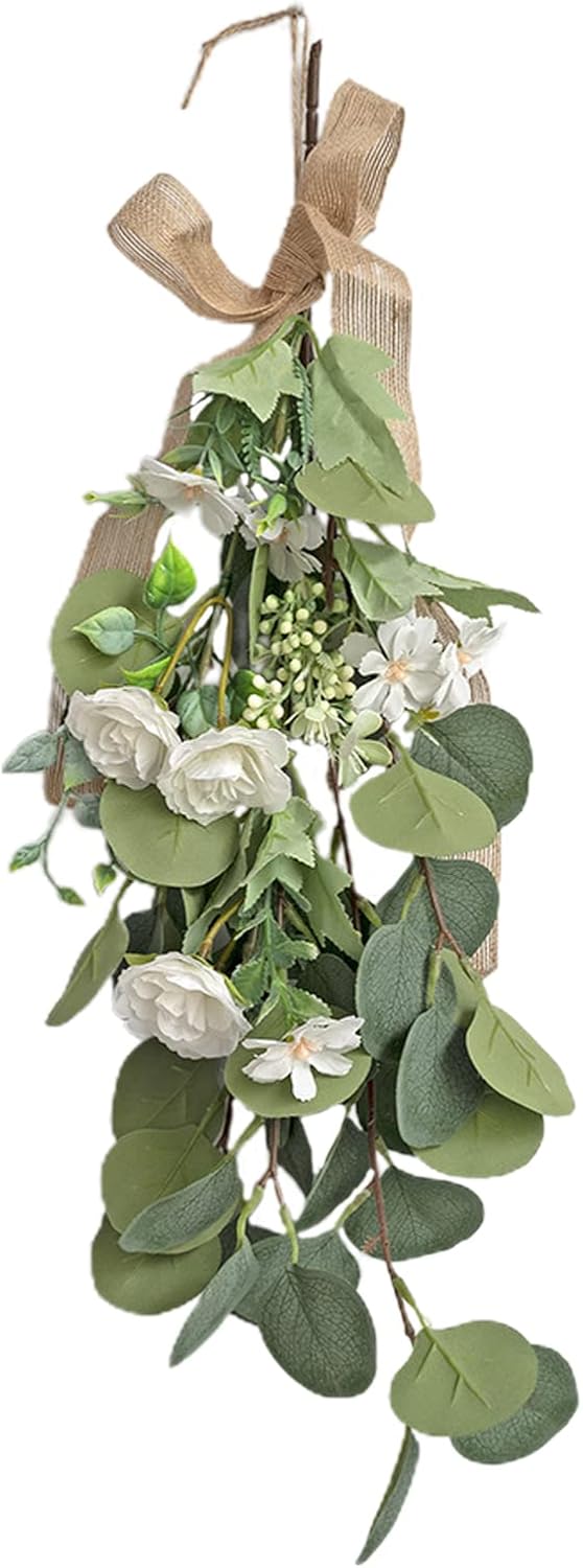 236 Inch Eucalyptus Swag with Flowers Wall Hanging Decor