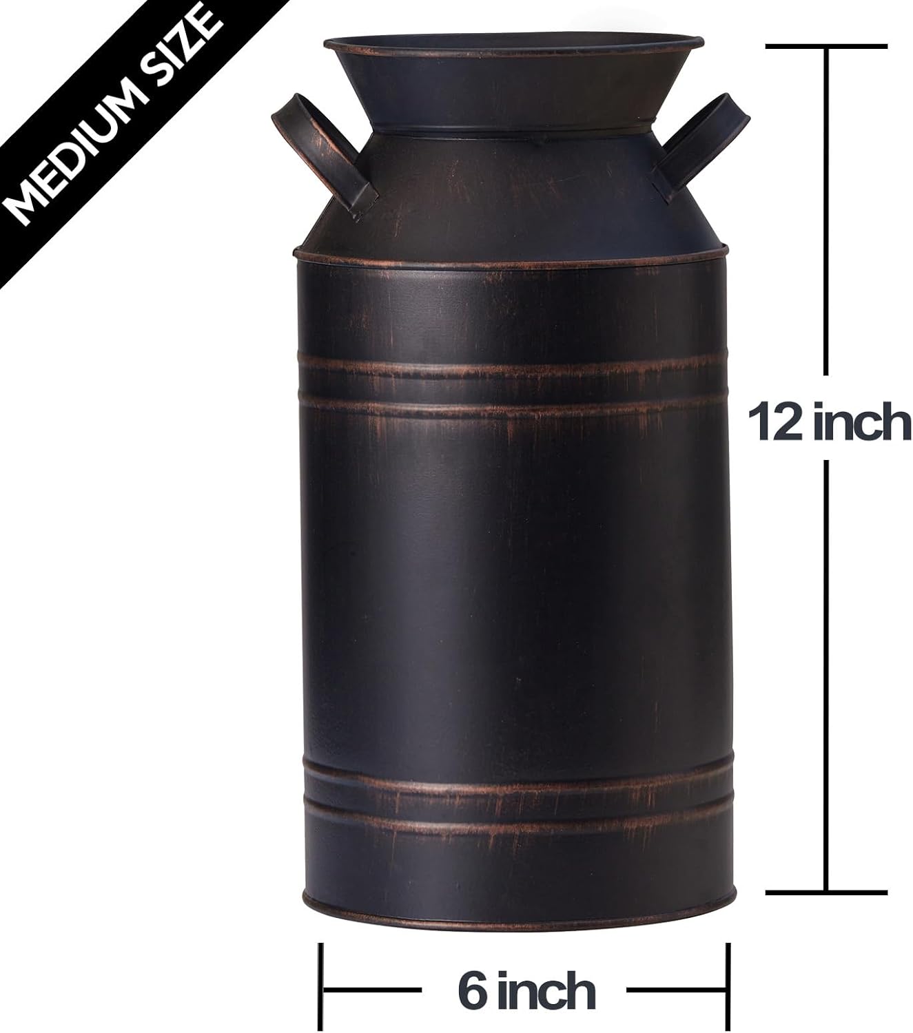 12 Inch Galvanized Metal Milk Can Vase for Home Decor