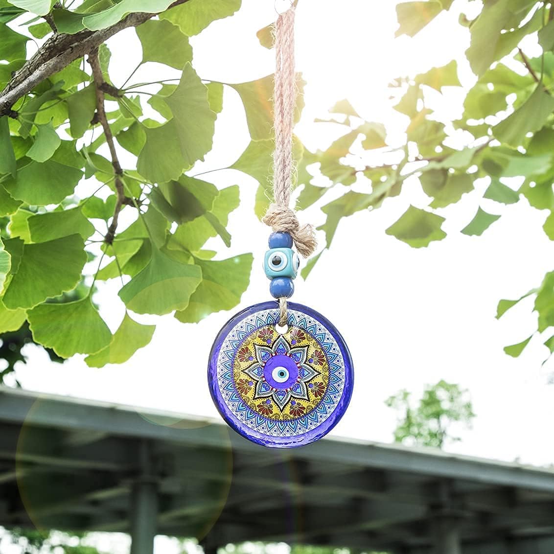 2pcs Blue Glass Evil Eye Wall Hanging Ornament