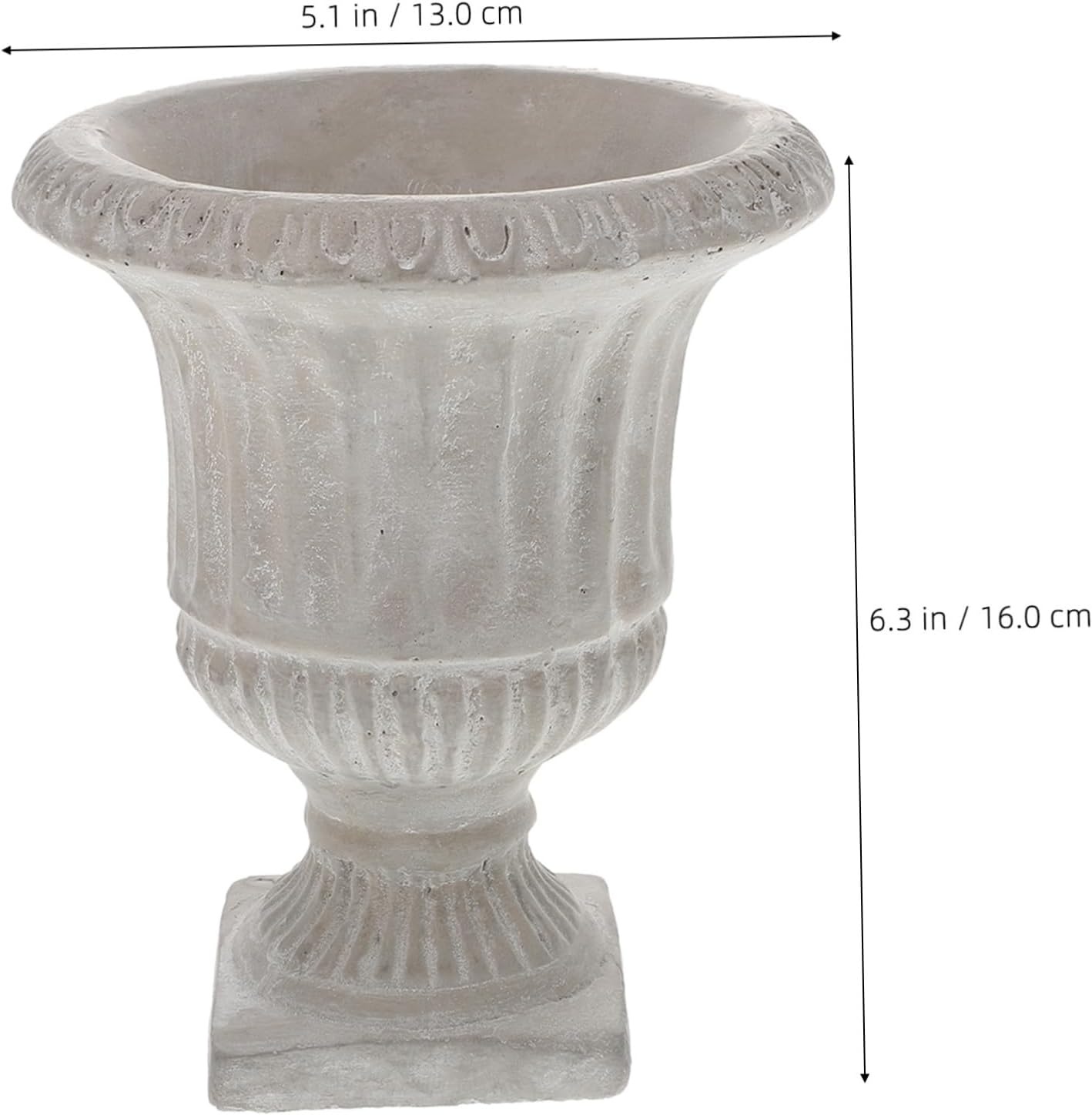 STOBAZA Cement Vase with Vertical Stripes Design