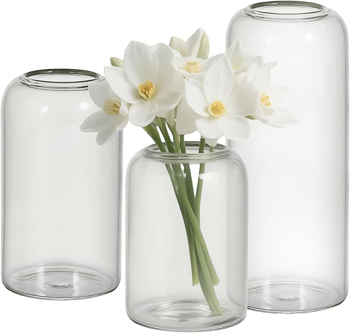 Tahnach Glass Bud Vases Set of 3 Clear Vases for Centerpieces