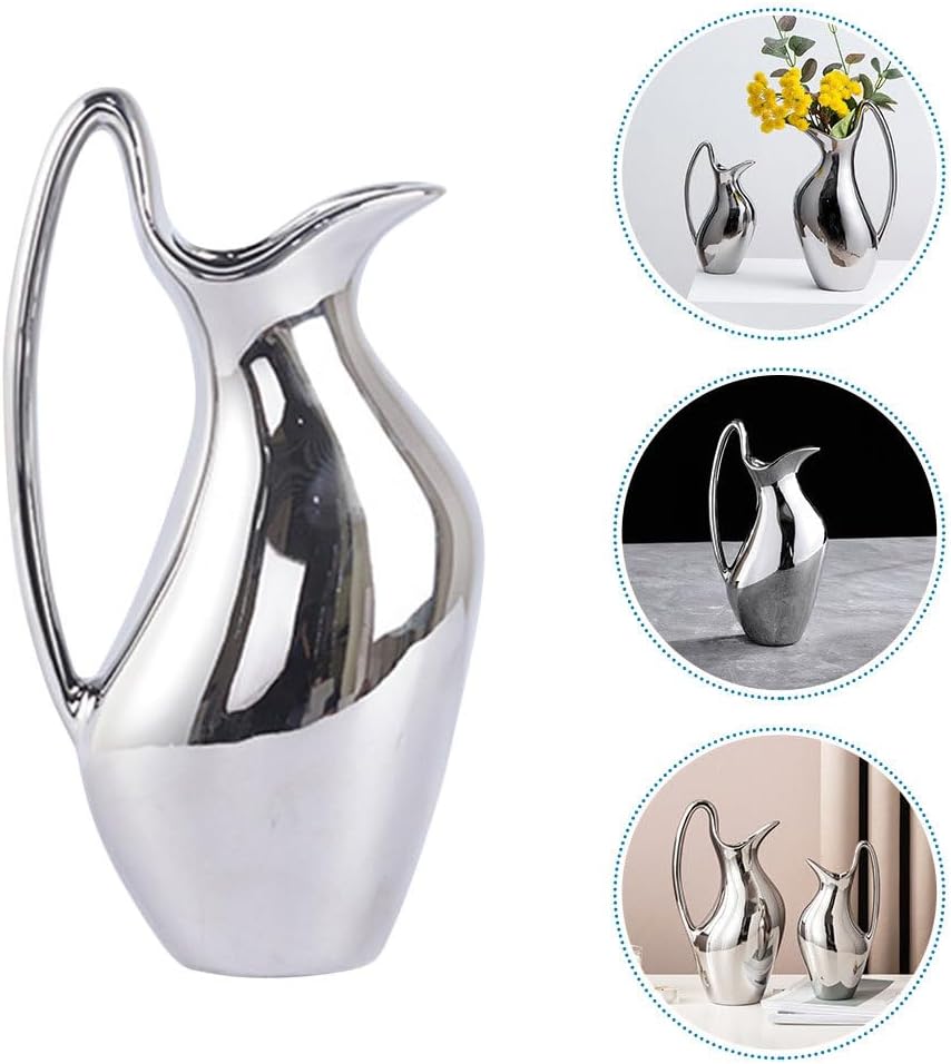 DOITOOL Farmhouse Pitcher Vase Ceramic Flower Decor for Home Office Kitchen