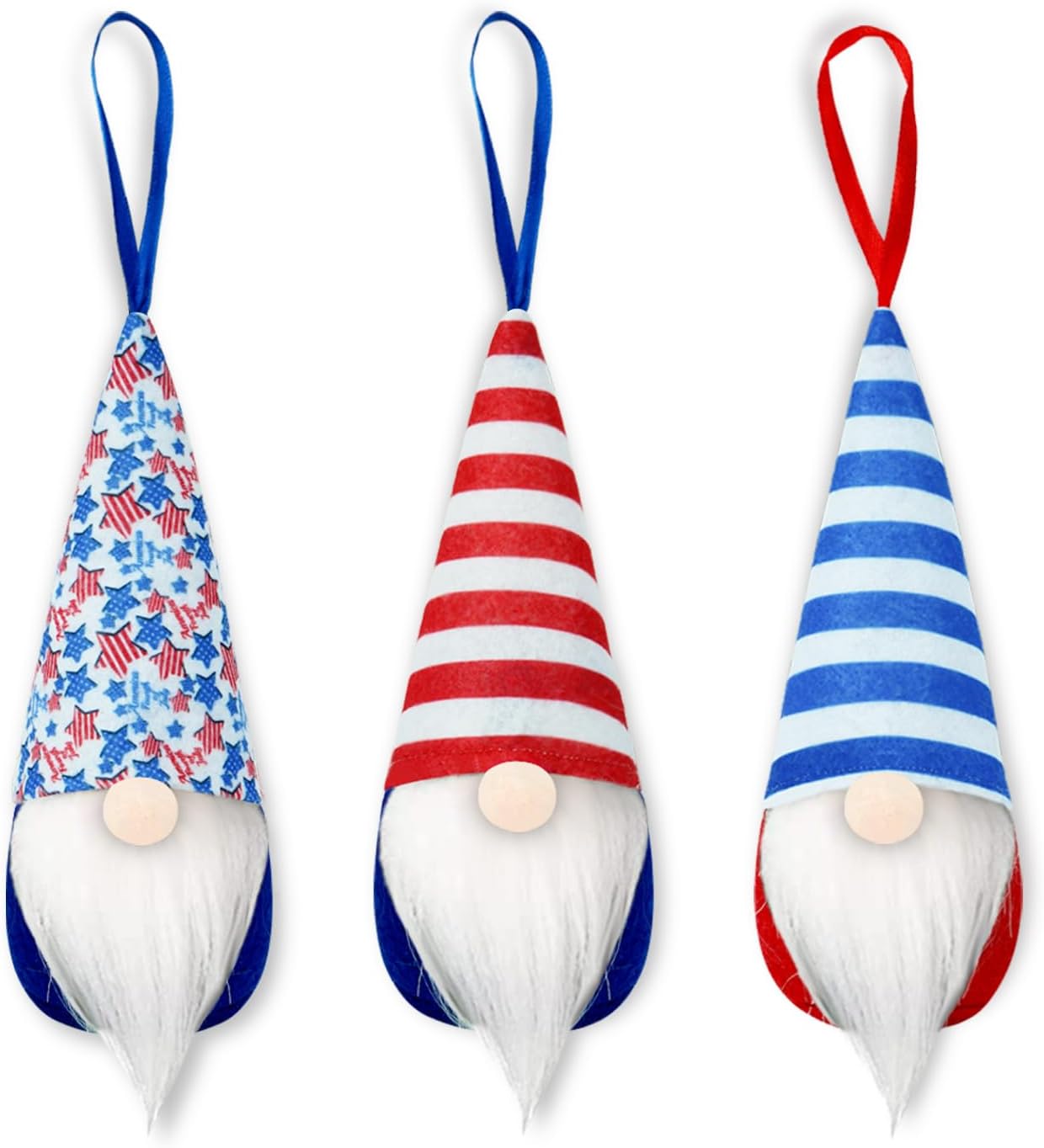 Patriotic Gnome Ornaments 10 Pack Red White Blue Decor