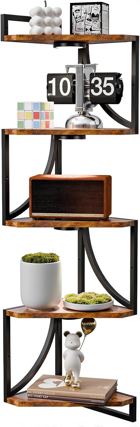 HAAYOT 5-Tier Corner Shelf with LED Lights