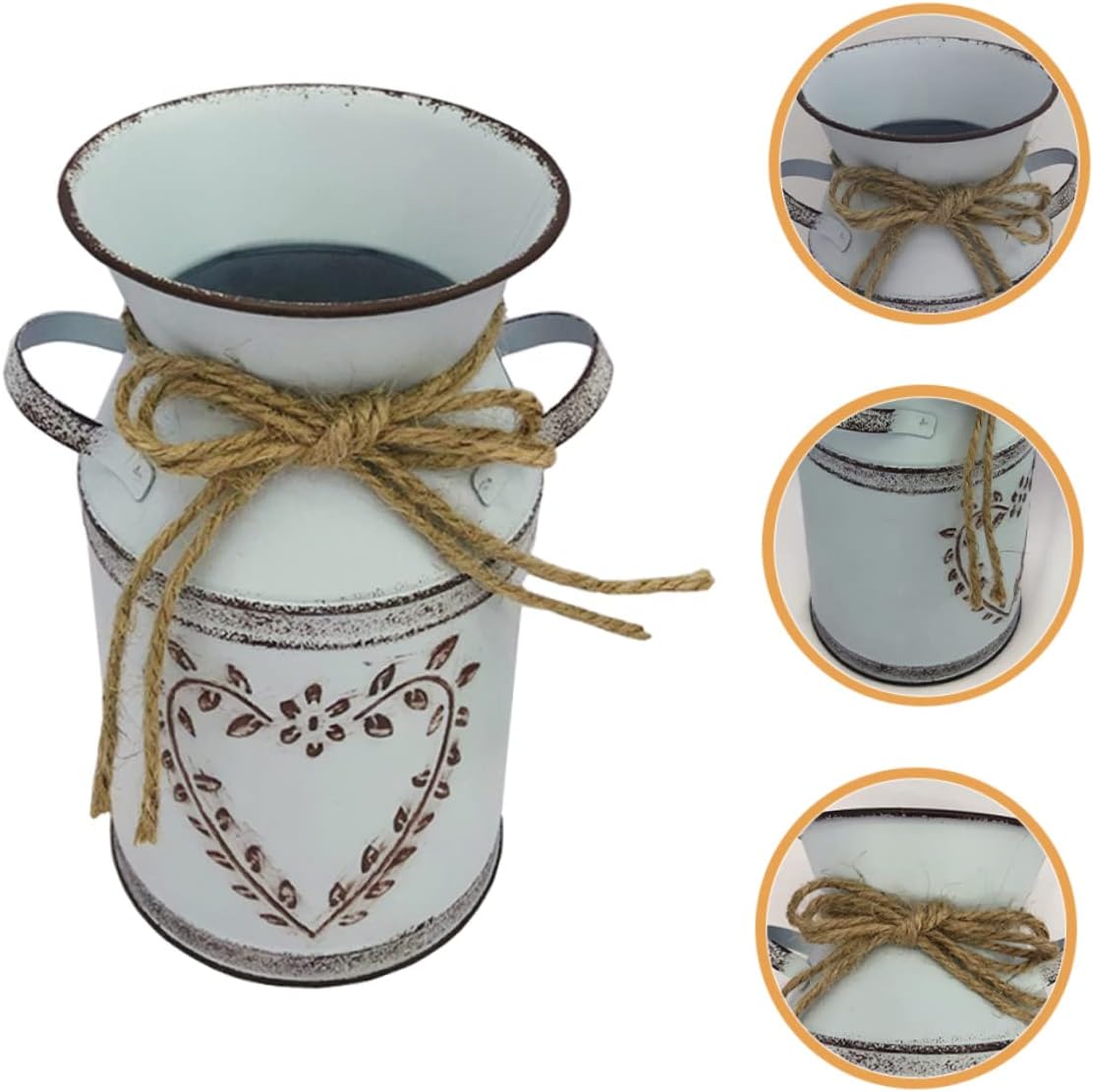 Vintage Metal Bucket Flower Vase for Farmhouse Decor