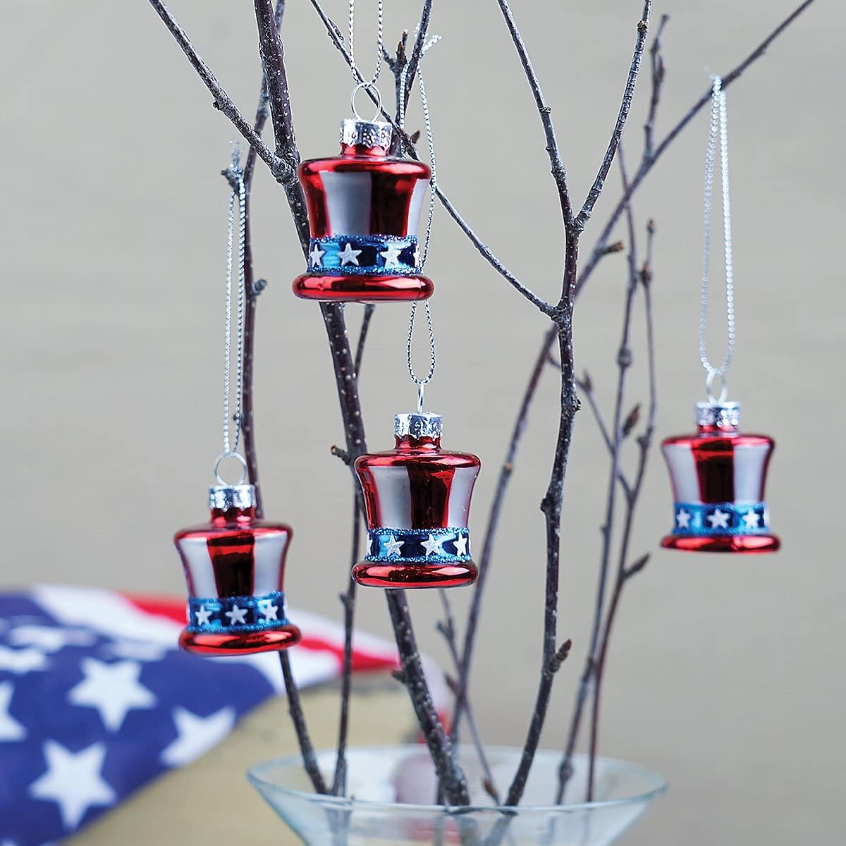 Lillian Vernon Uncle Sam Blown Glass Decorations 12-Piece Set