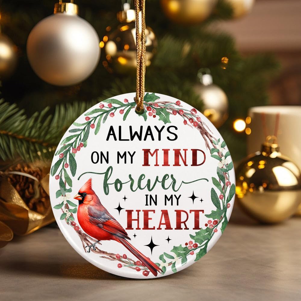 Memorial Ornament with Heartfelt Message - Christmas Red Cardinal Decor