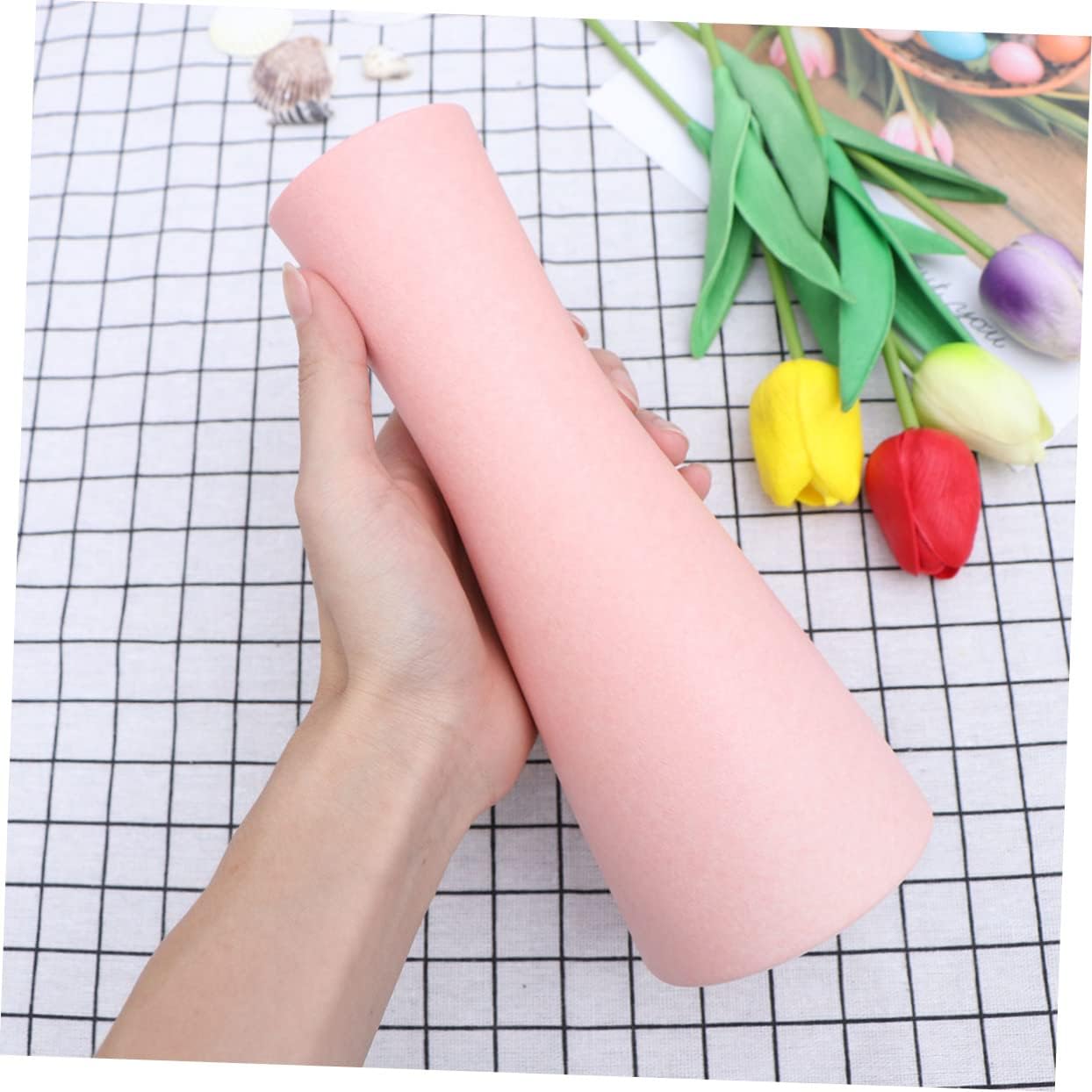Home Ceramic Flower Vase in Light Pink for Decor