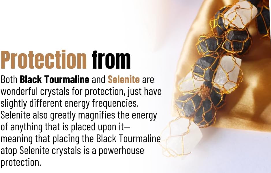 FIRSTRAY Natural Black Tourmaline and Selenite Hanging Ornament