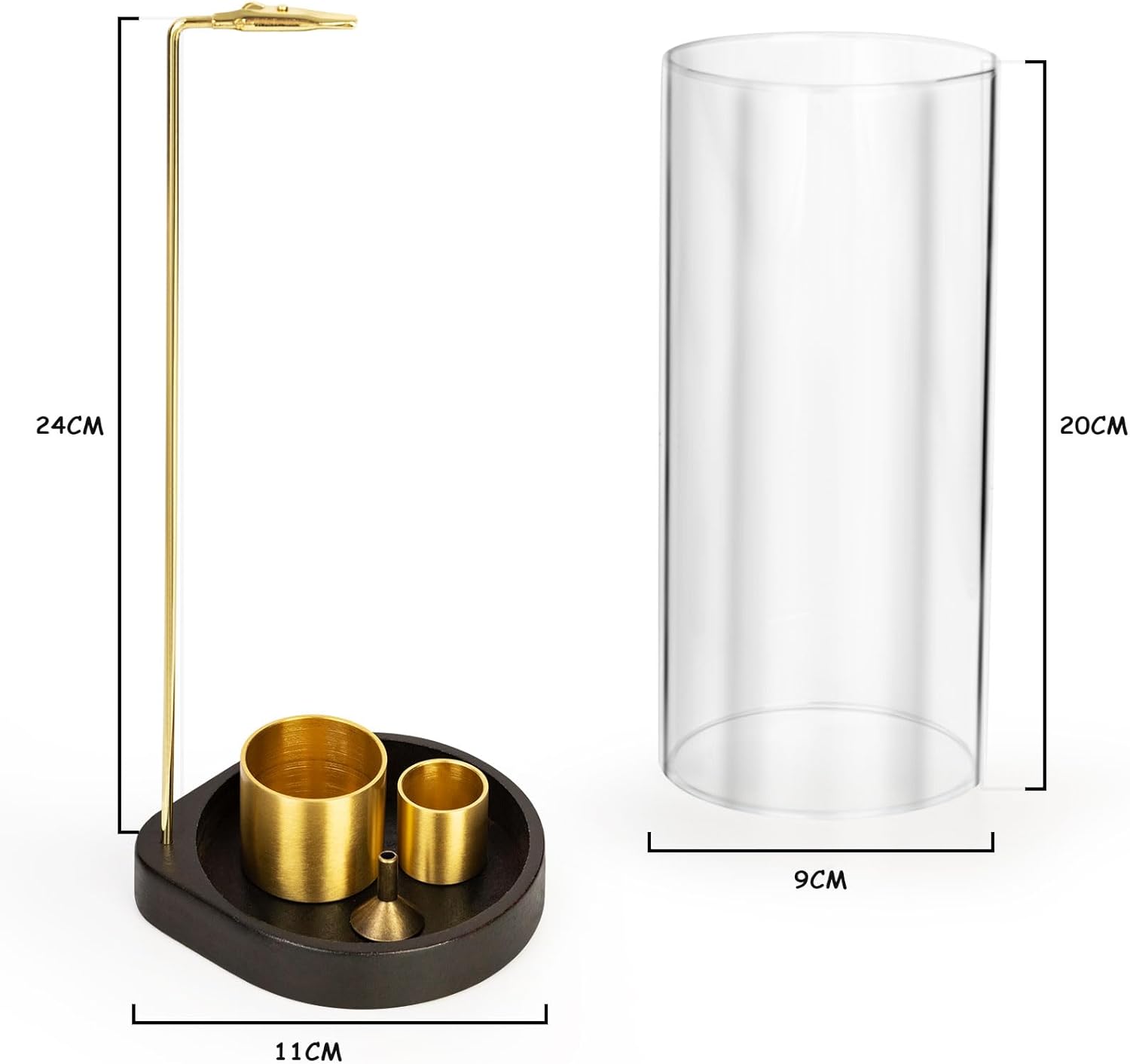Wooden Incense Burner with Glass Ash Catcher