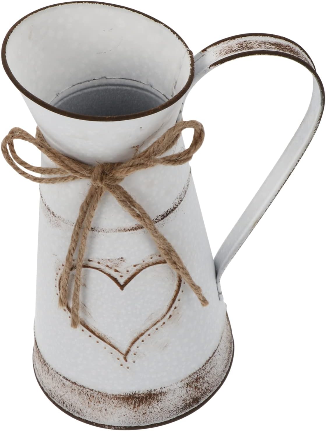 Heart Shaped Metal Vase Rustic Decorative Pitcher