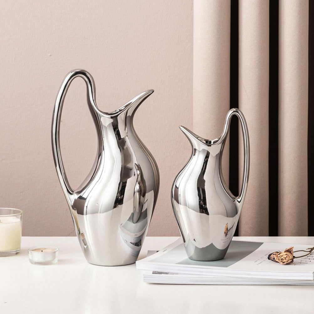 DOITOOL Farmhouse Pitcher Vase Ceramic Flower Decor for Home Office Kitchen