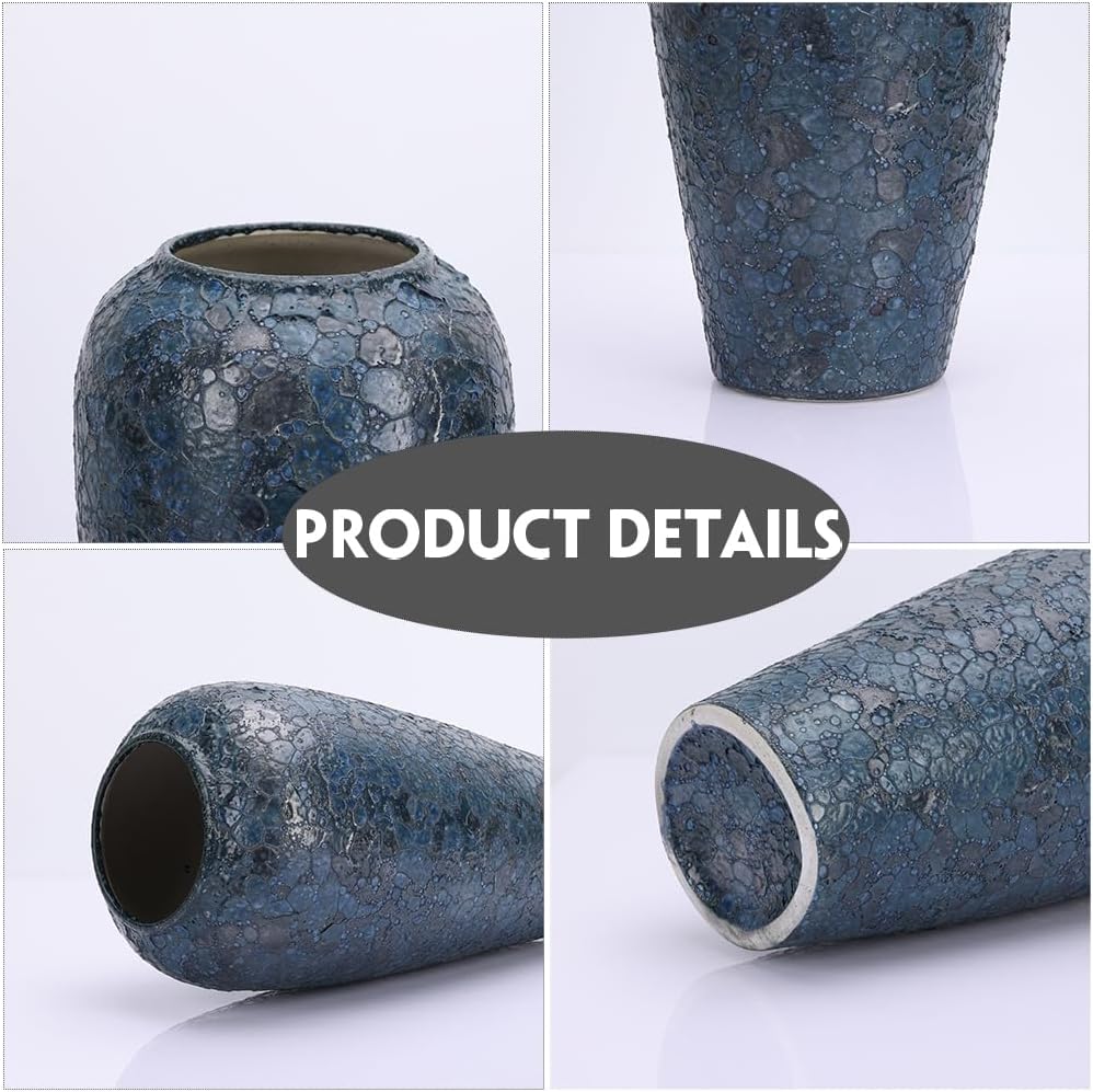 13 Inch Tall Blue Ceramic Vase for Home Decor