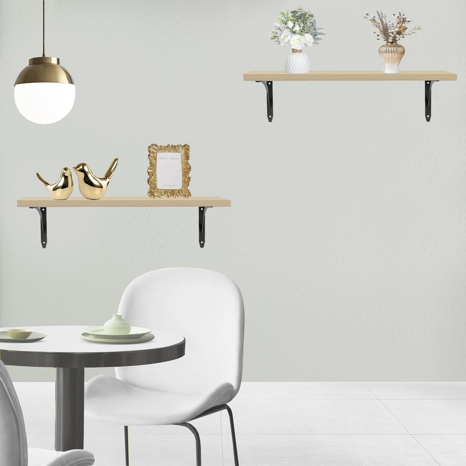 White Oak Floating Shelves Wall Mount Set of 2