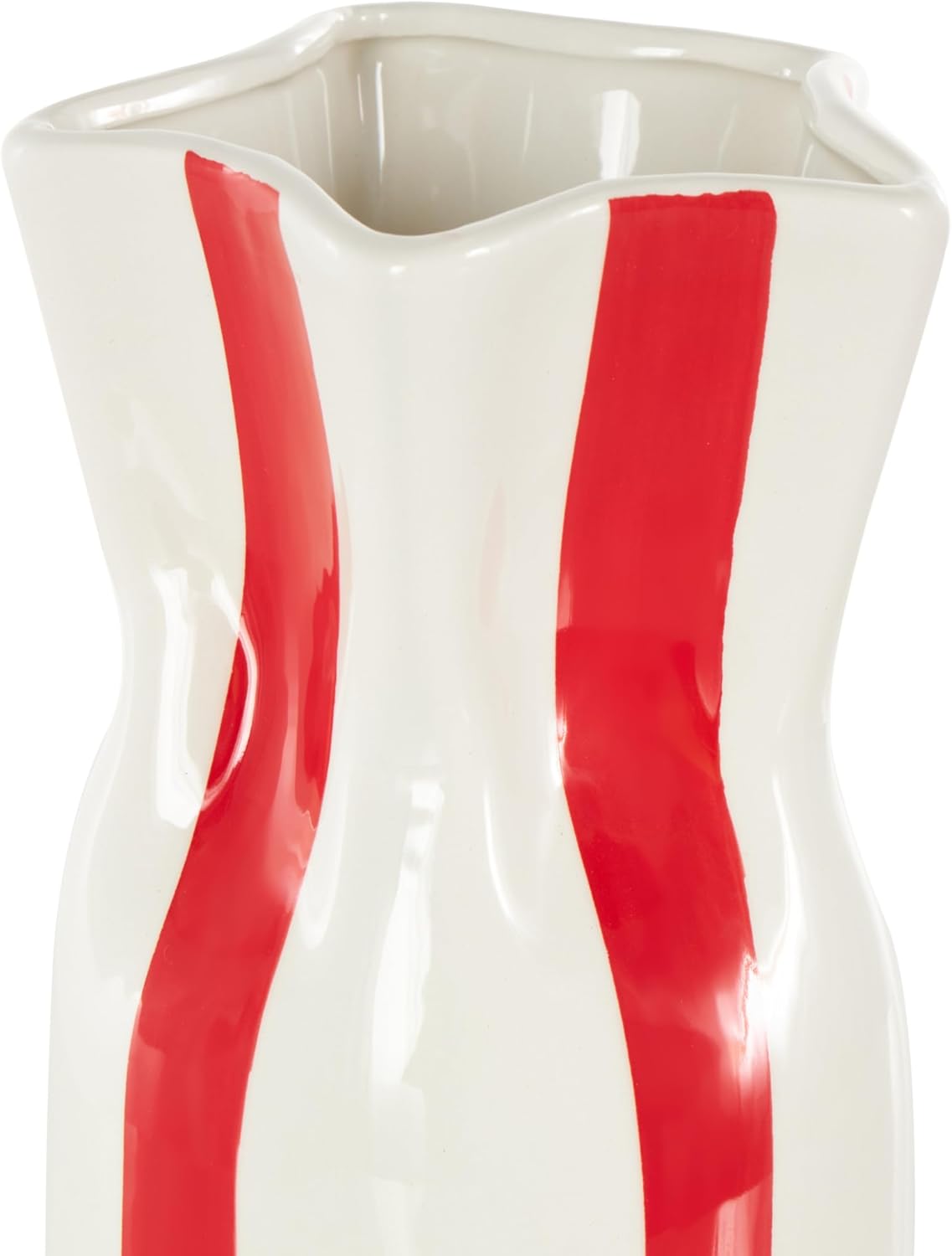 Deco 79 Round Ceramic Vase with Red Stripes