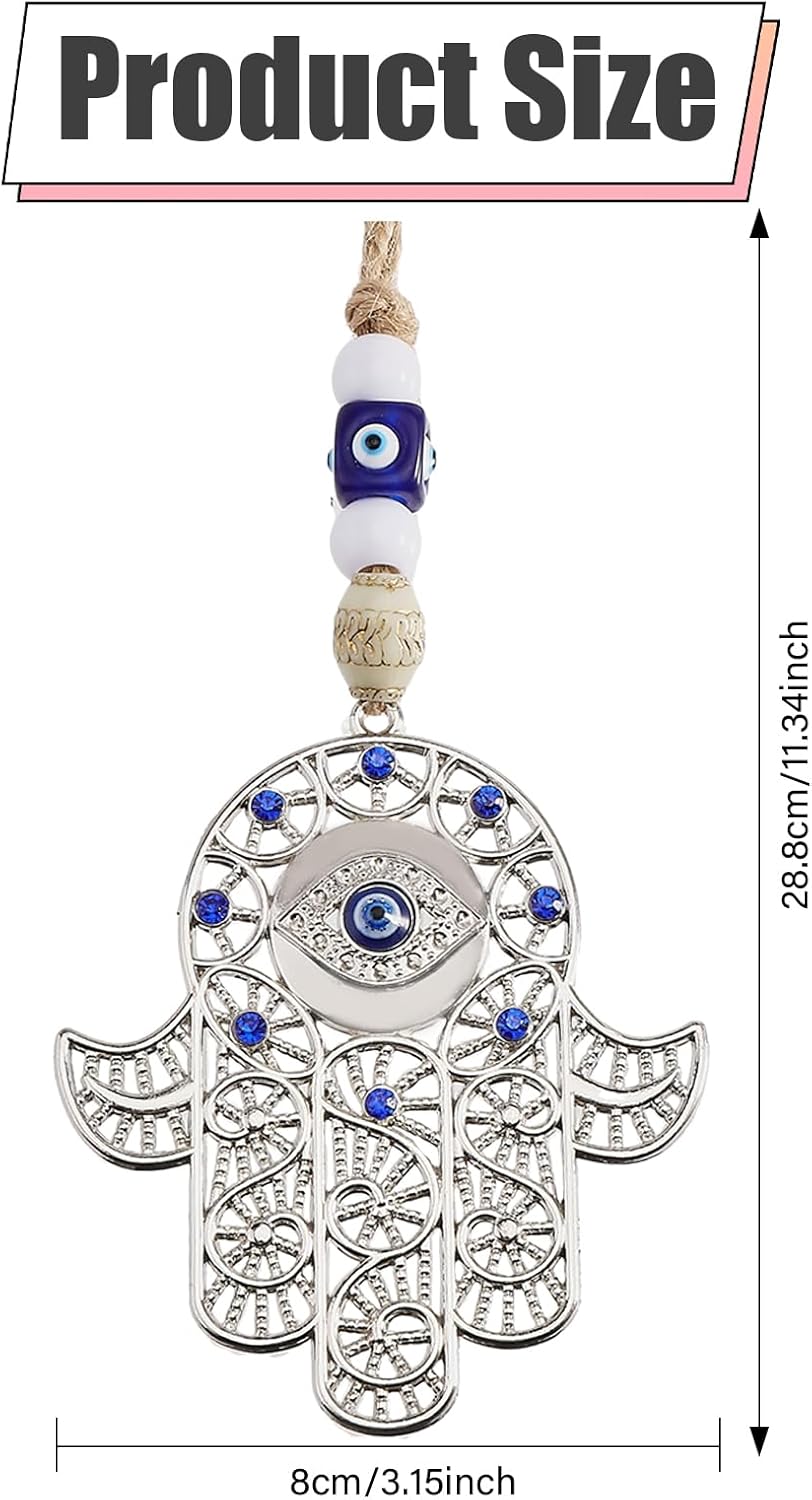 Hamsa Hand Evil Eye Glass Ornament for Car and Home Decor
