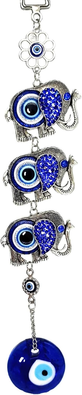 Turkish Blue Evil Eye Lucky Elephant Wall Hanging Decor Amulet