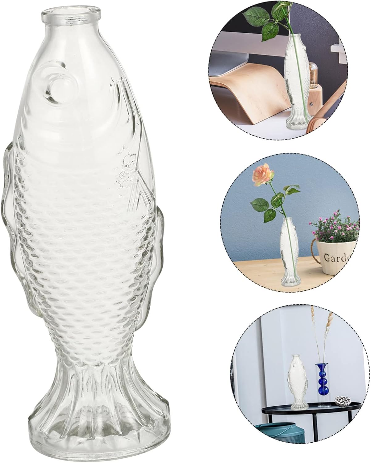 Fish Shaped Glass Bottle Decorative Table Vase