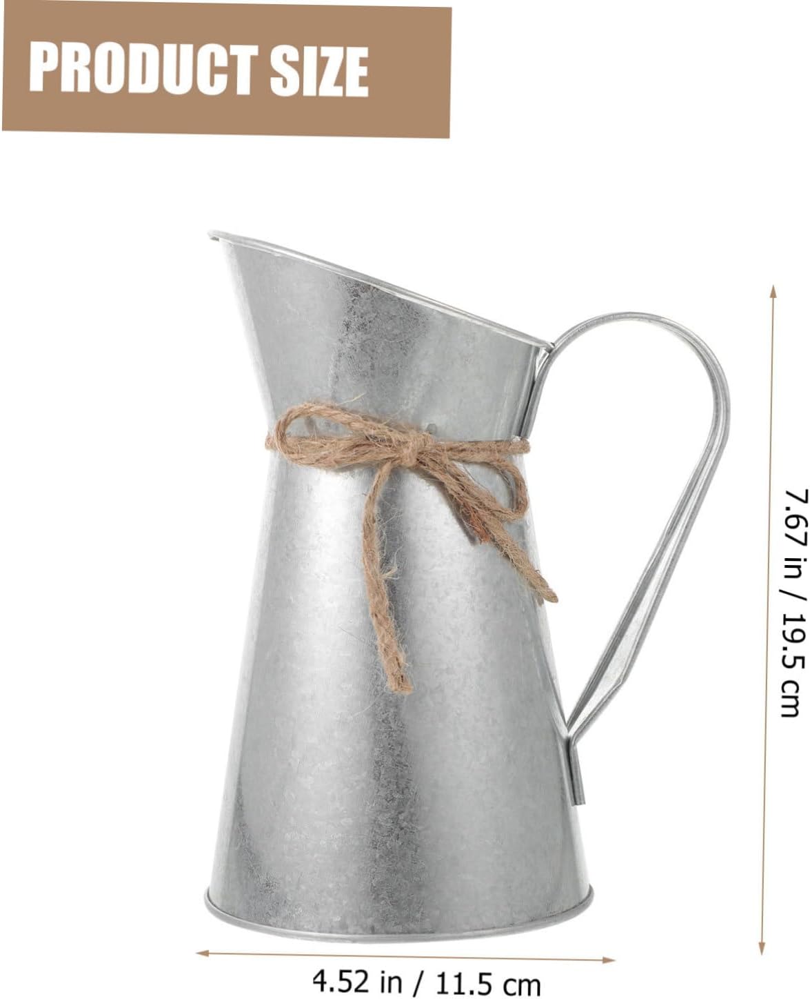 Iron Sheet Retro Decorative Vase Flower Arranging Bucket Silver Multi-Purpose Home Office Decor