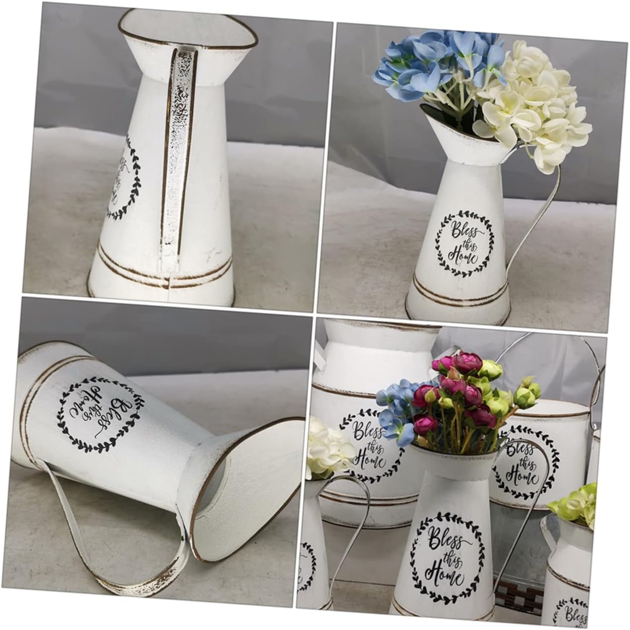 STOBAZA Rustic Vintage White Flowerpot Vase for Home Decor