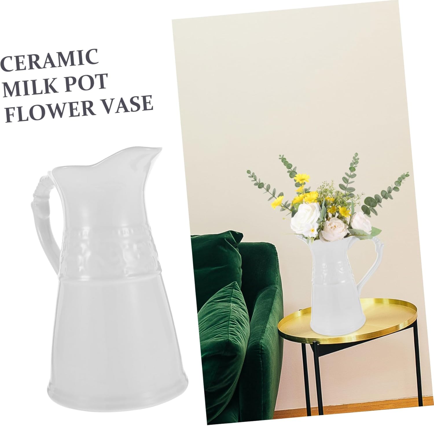 STOBAZA Artistic Ceramic Pitcher Vase for Home and Office