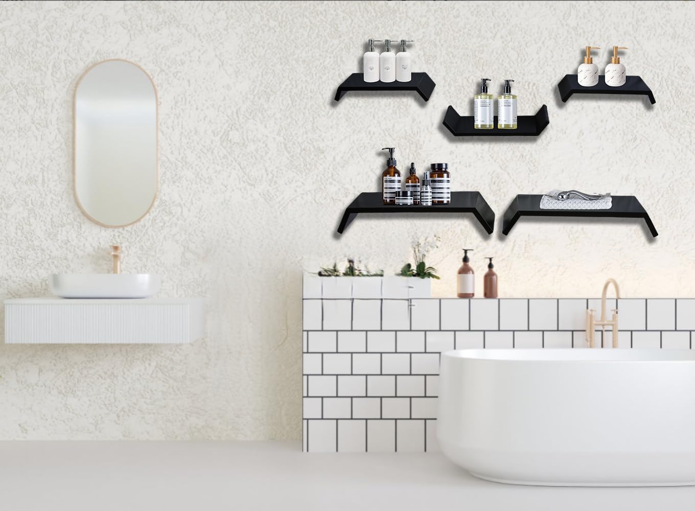 Black Floating Shelves for Wall Mounting