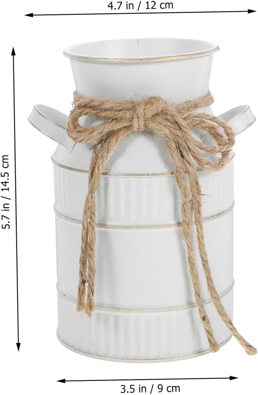 VINTORKY Breast Milk Pitcher Vase Vintage Iron Flower Holder Decorative Metal Vase