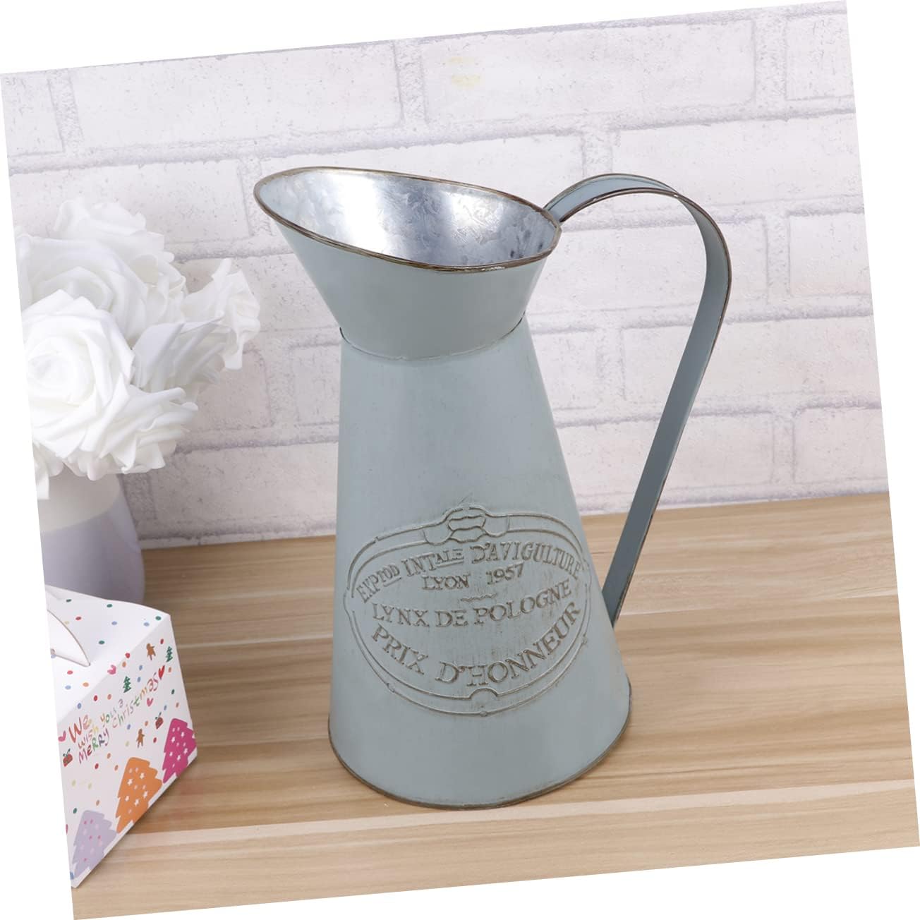 Rustic Metal Pitcher Vase for Home Decor