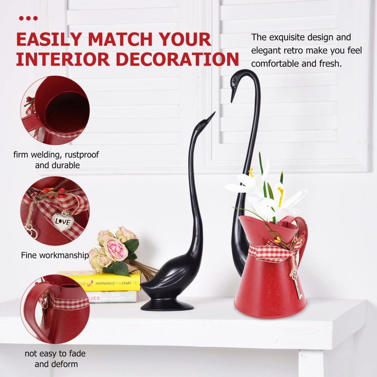 Kettle Shaped Iron Flower Vase for Home Decor